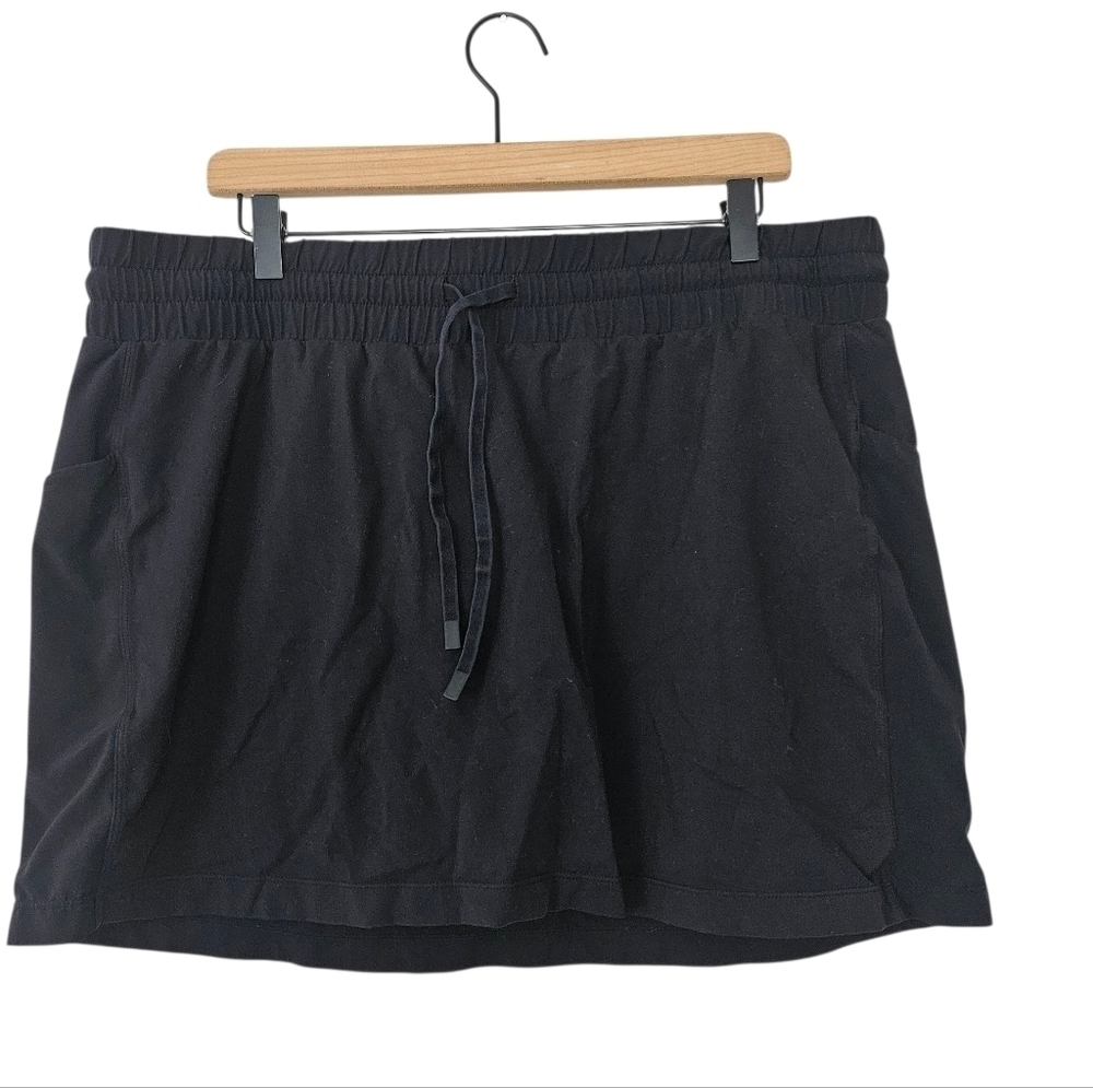 Athleta Women's Black Elastic Waist Pockets Skort Size XL
